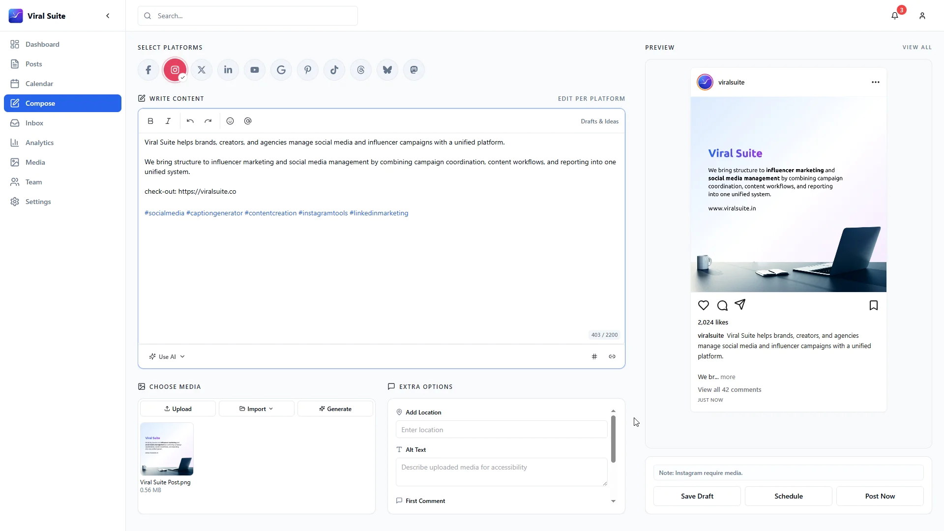 Screenshot of Viral Suite