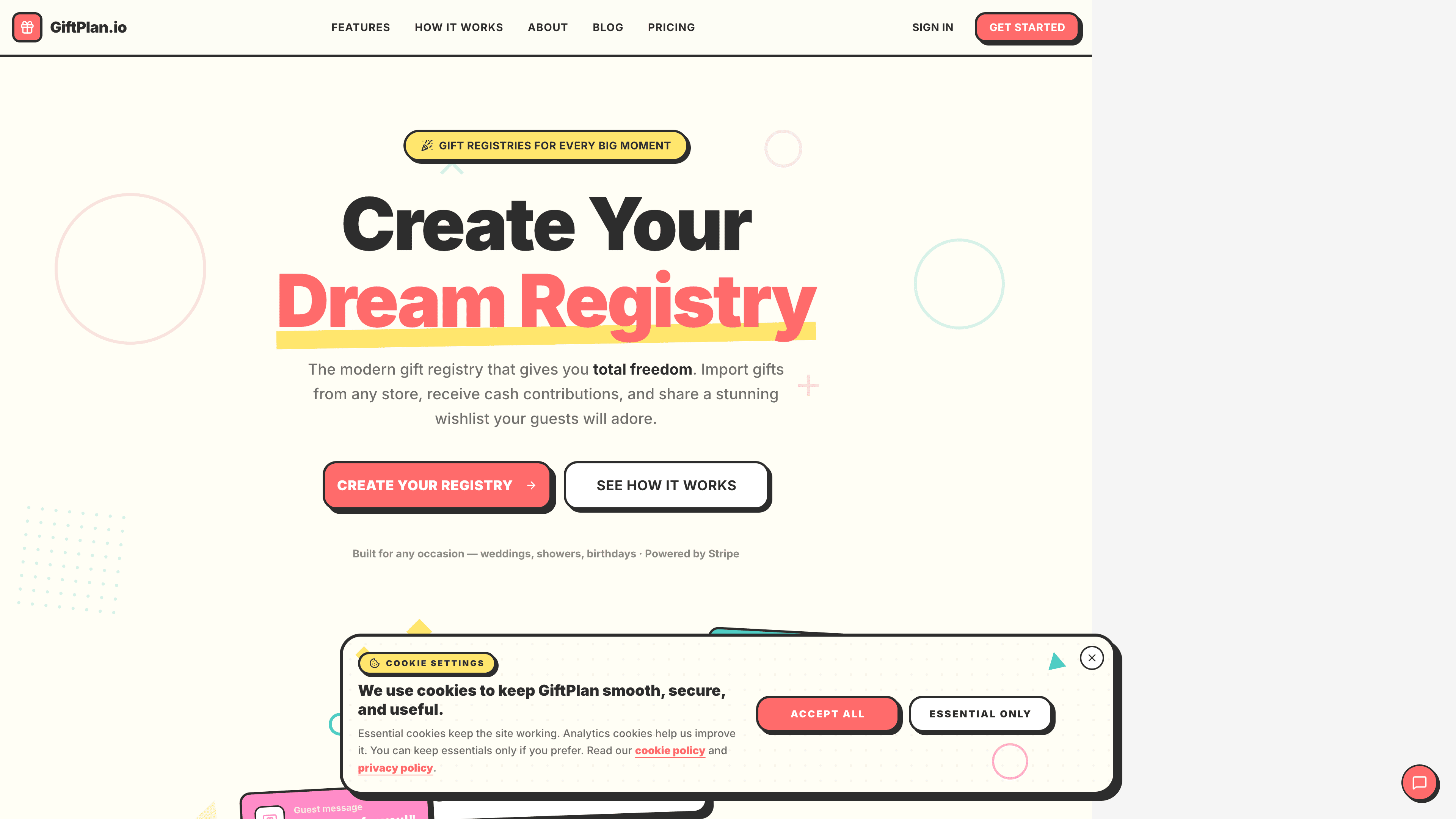 Screenshot of GiftPlan.io