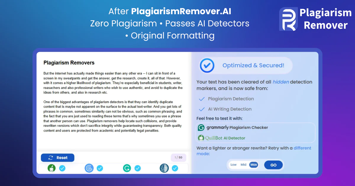 Screenshot of PlagiarismRemoverAI - Plagiarism Remover