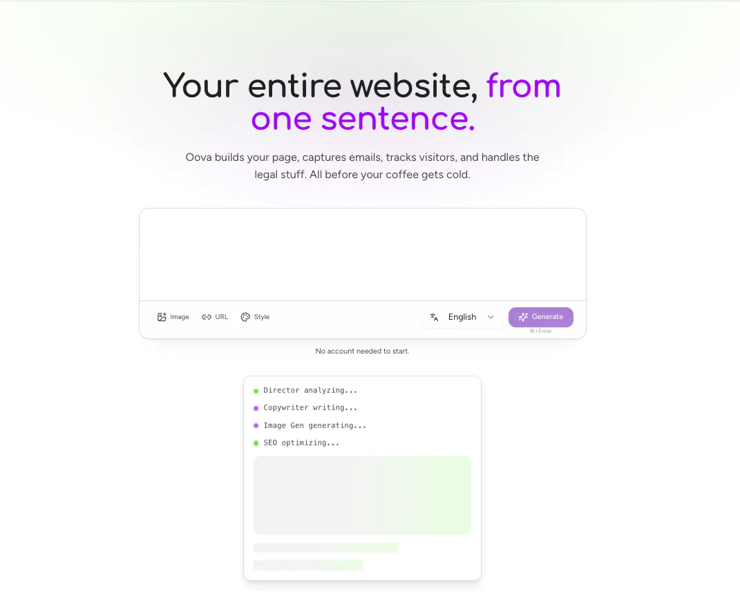 Screenshot of Oova.ai | Free AI Website Builder