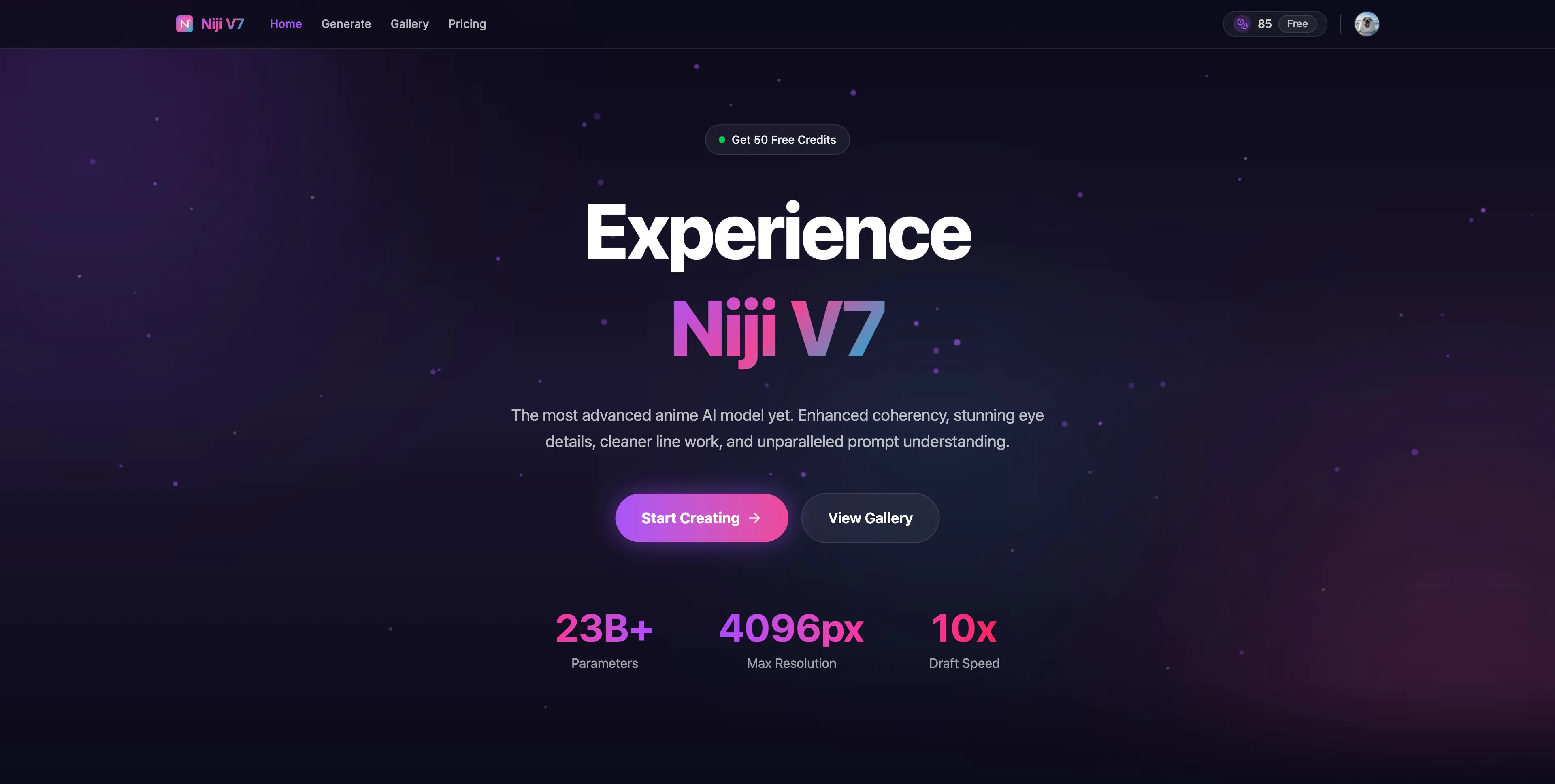 Screenshot of Niji V7