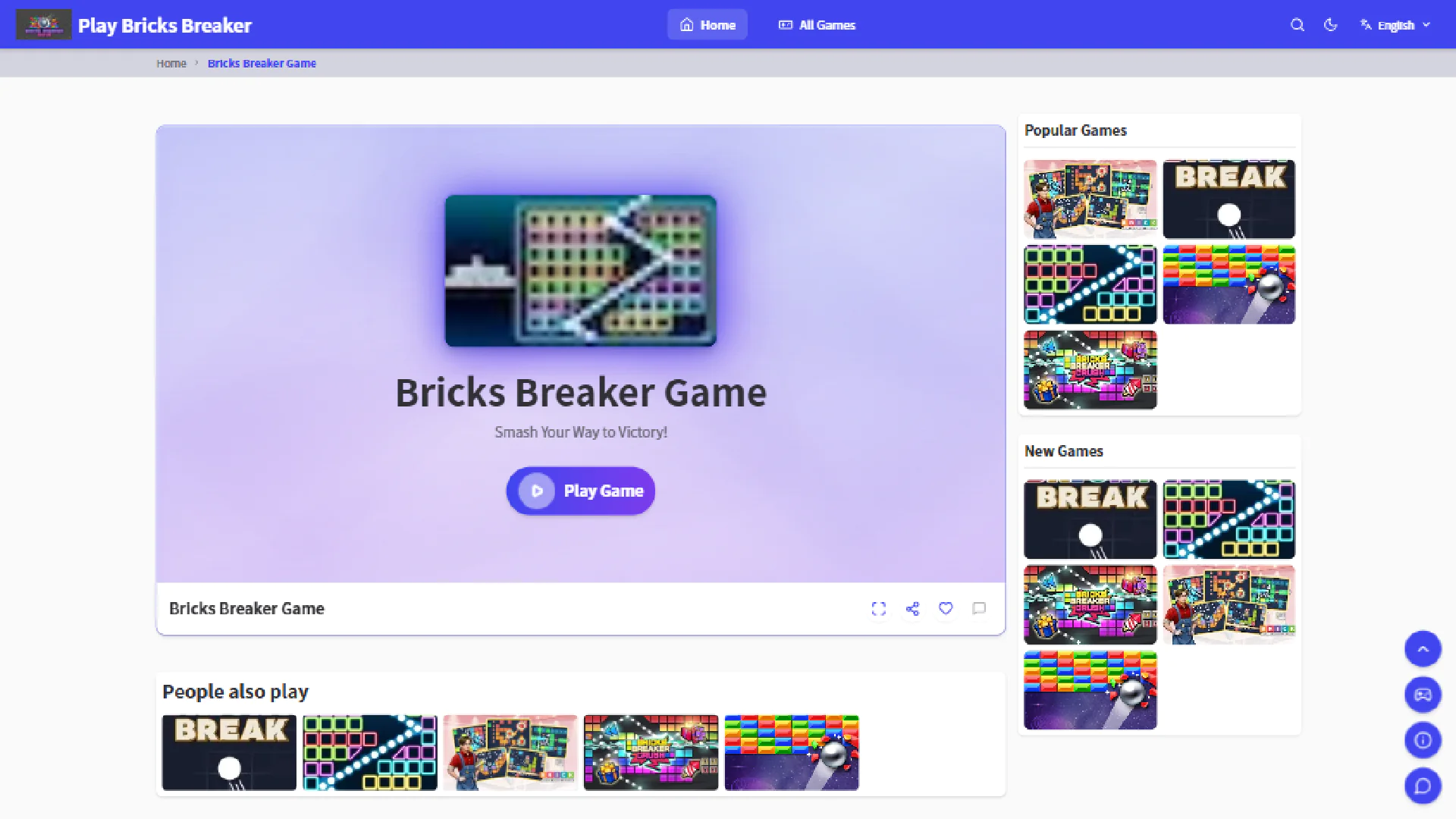 Screenshot of Bricks Breaker Game Online