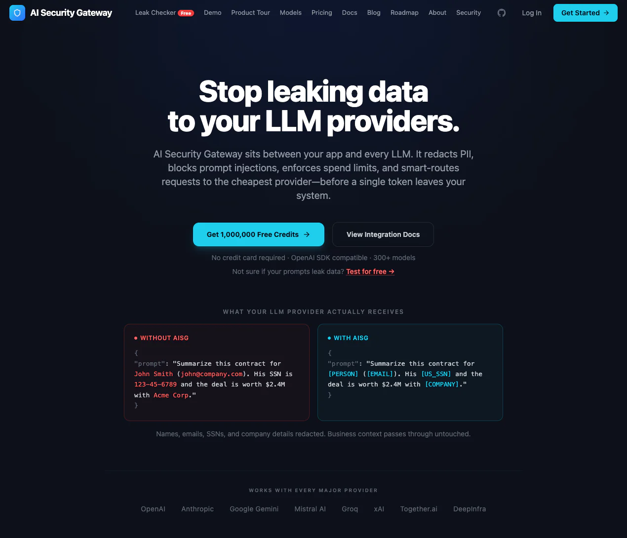 Screenshot of AI Security Gateway