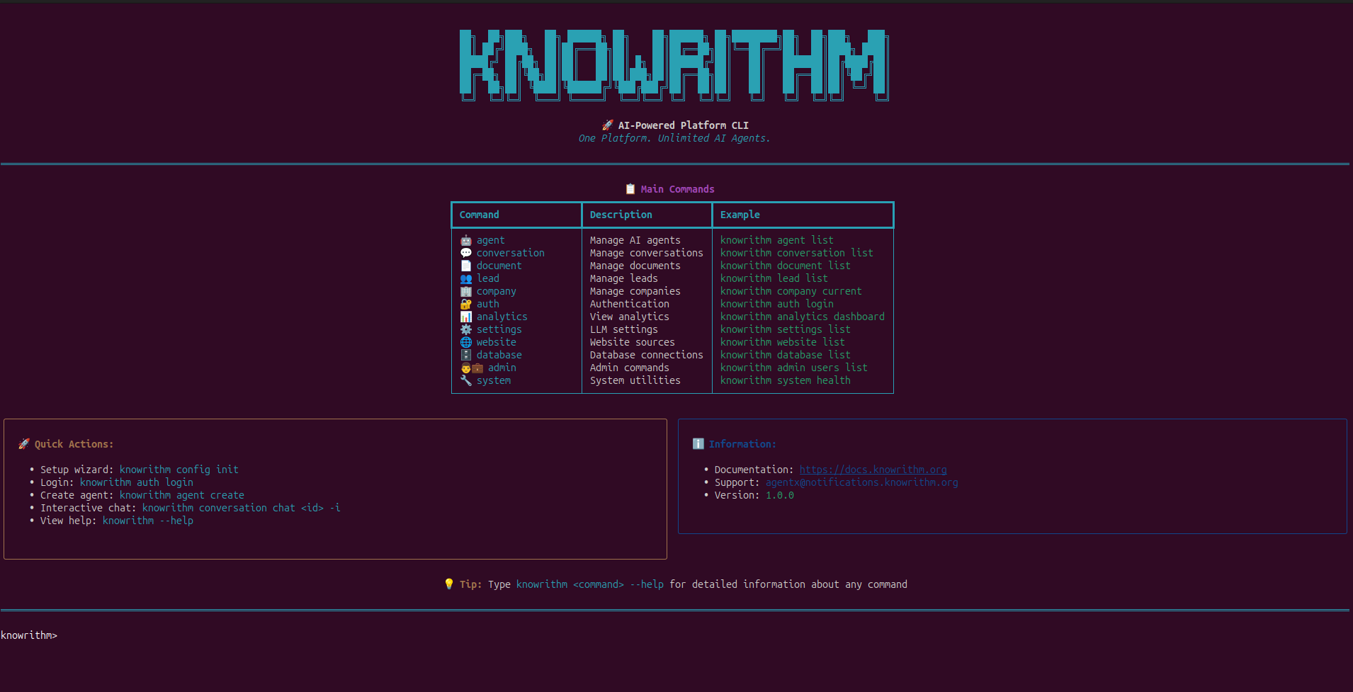 Screenshot of Knowrithm CLI