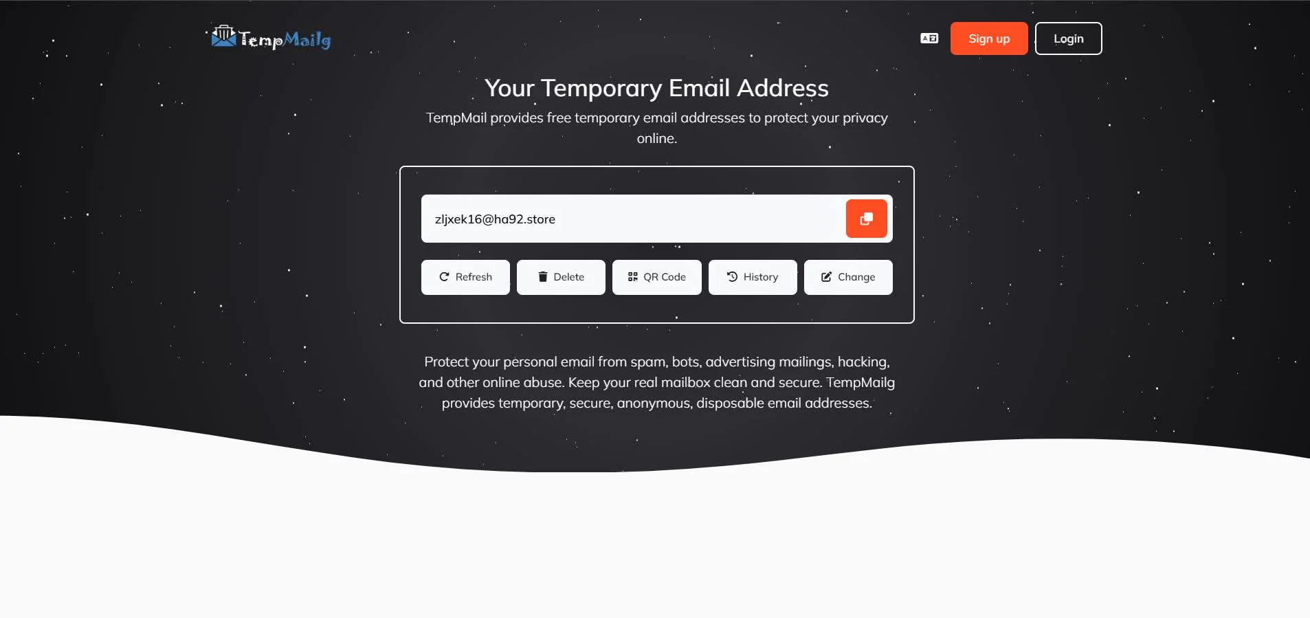 Screenshot of Temp Mail