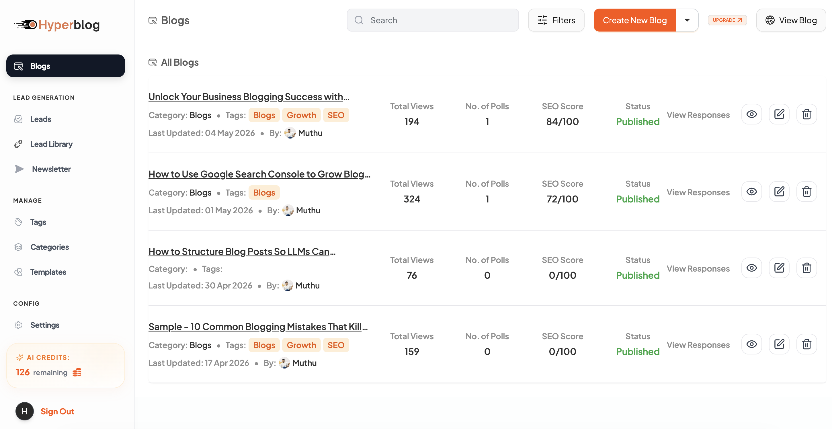 Screenshot of Hyperblog
