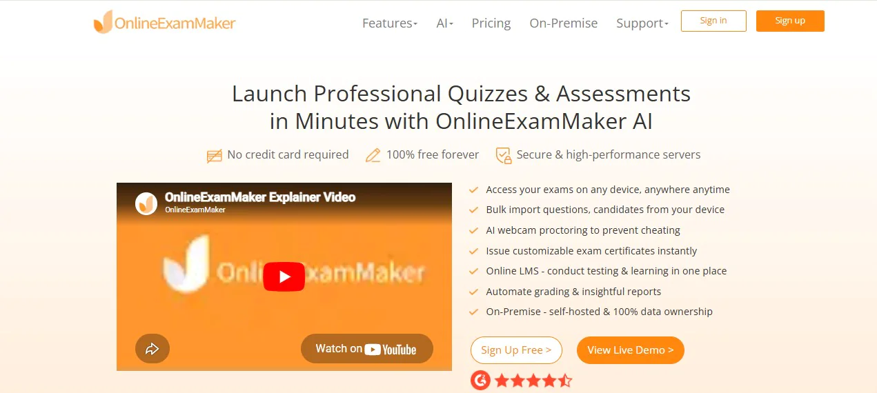 Screenshot of Online Exam Maker