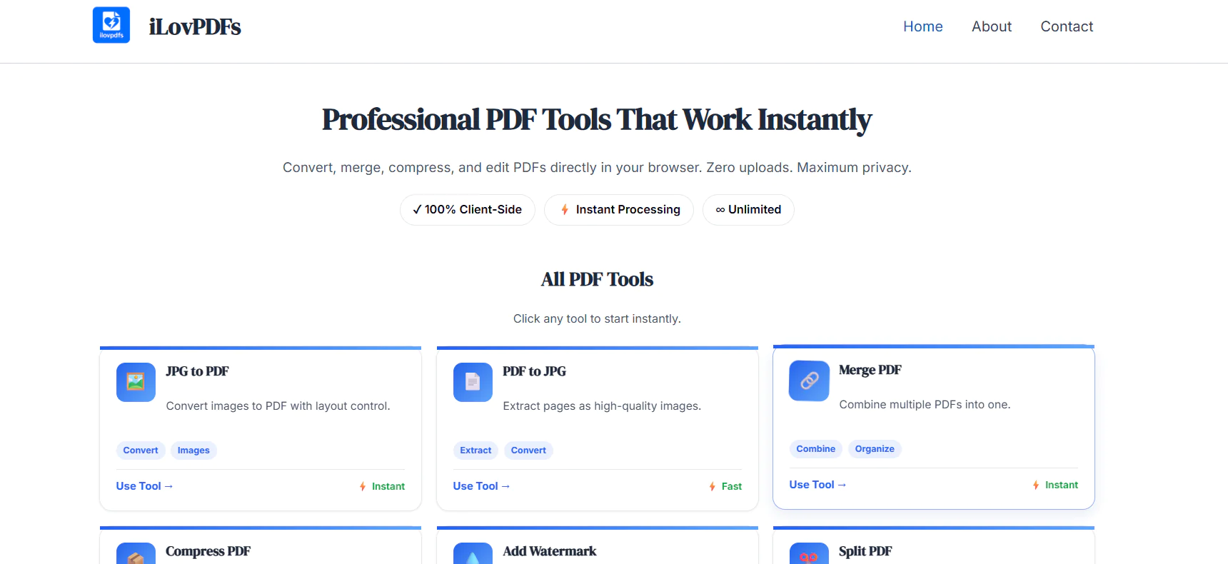 Screenshot of iLovPDFs.com