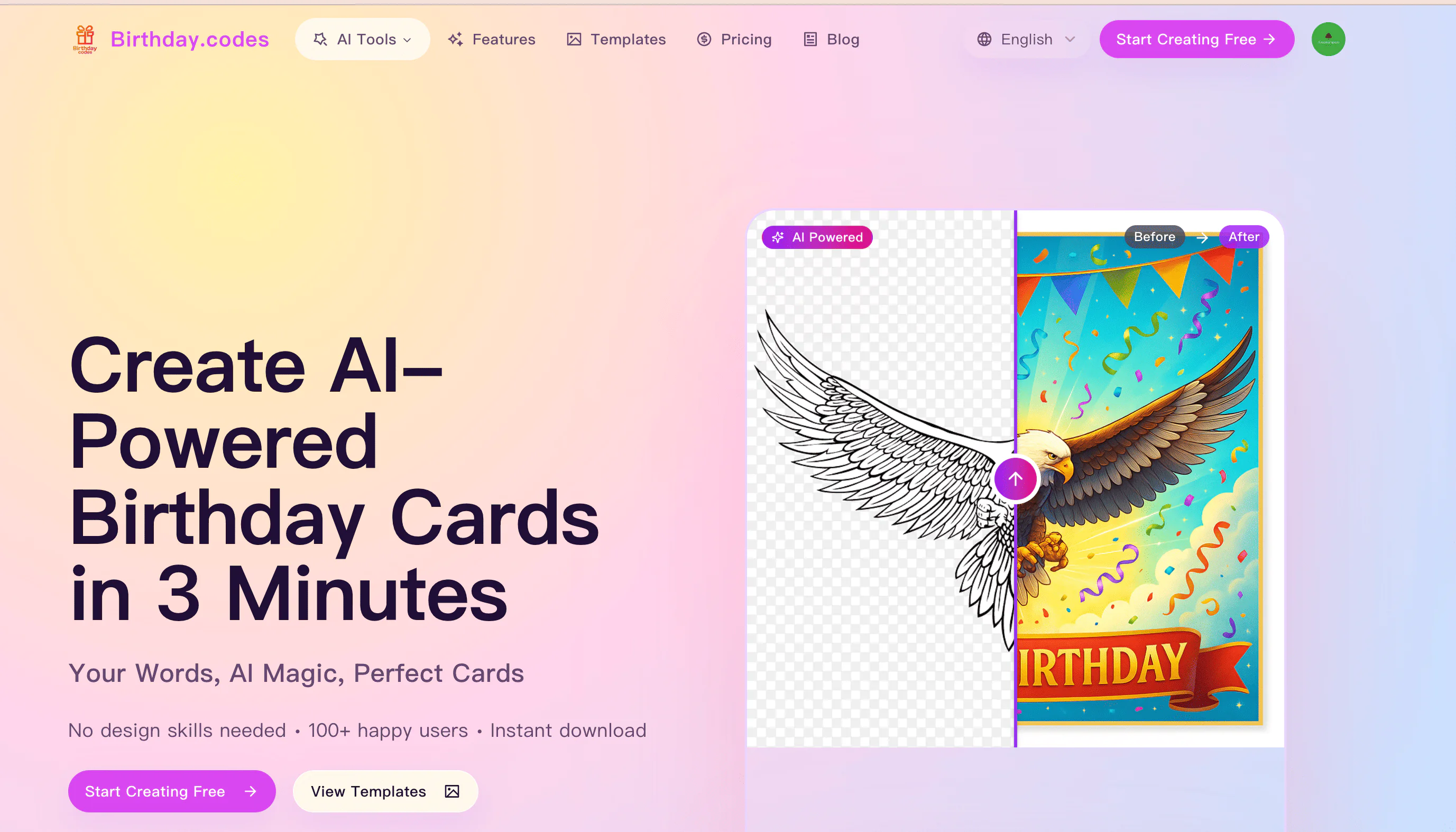 Screenshot of Birthday.codes