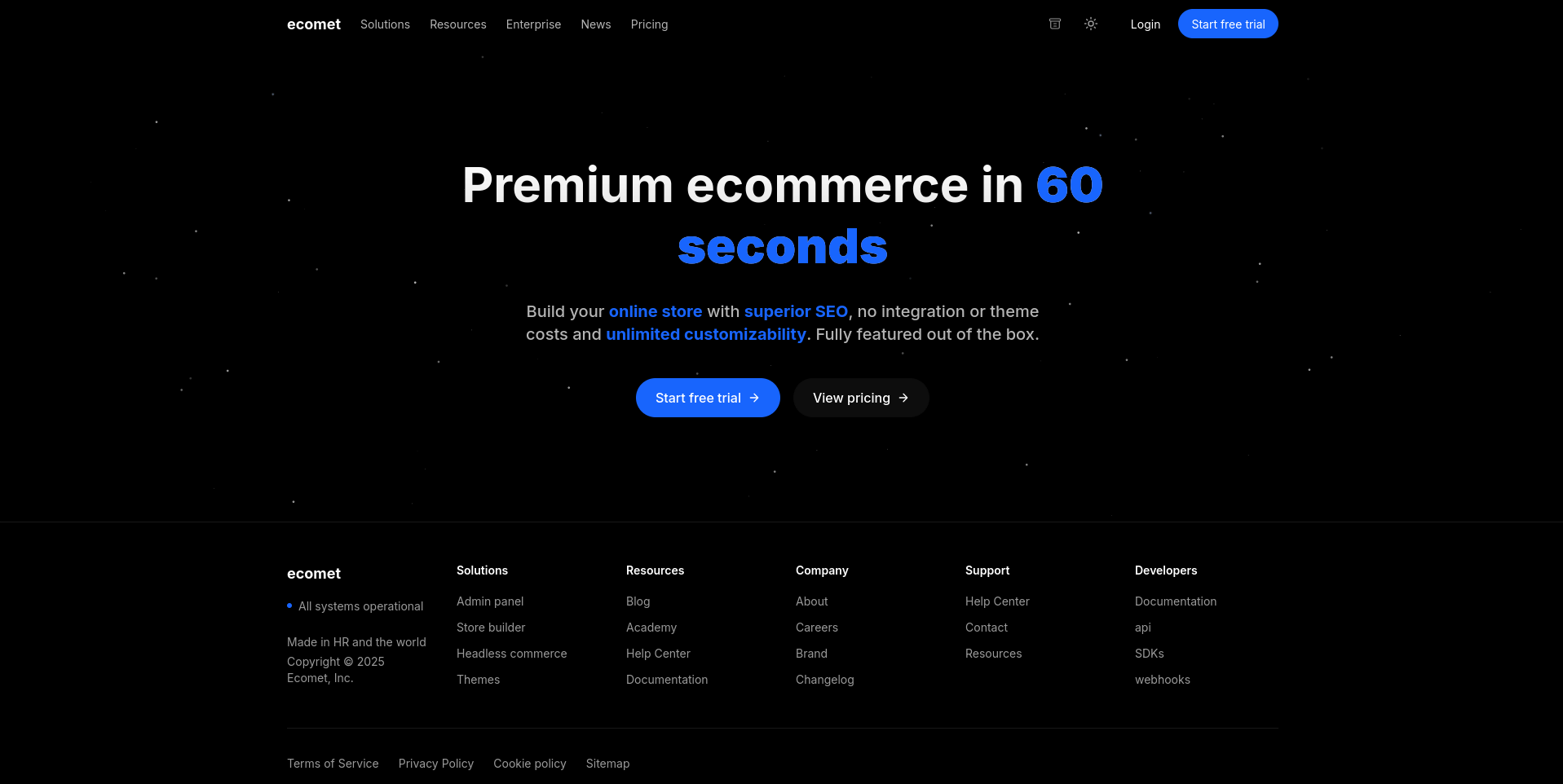 Screenshot of ecomet