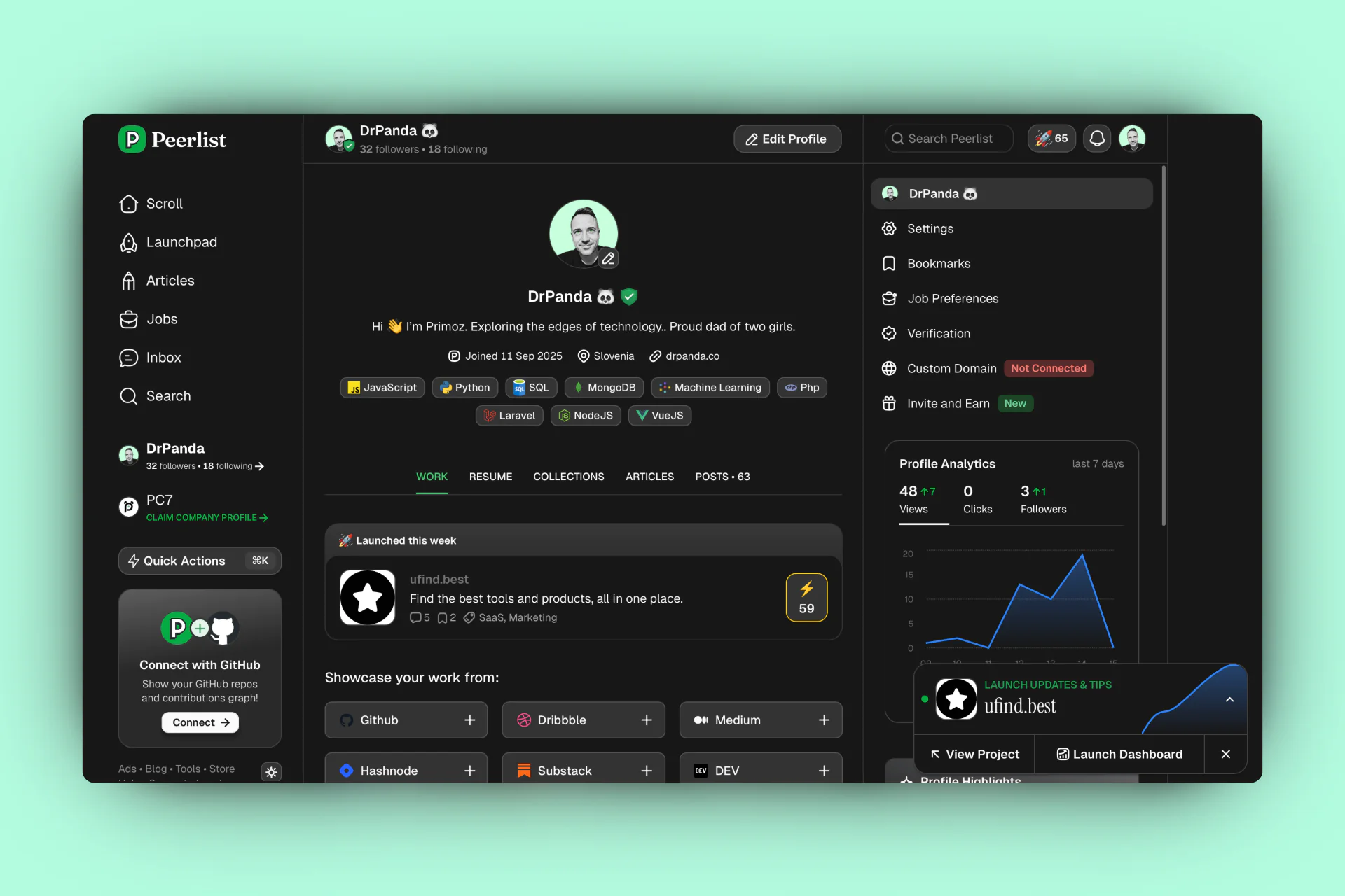 Screenshot of Peerlist