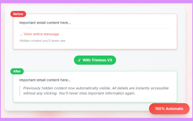 Screenshot of Trimless for Gmail V3