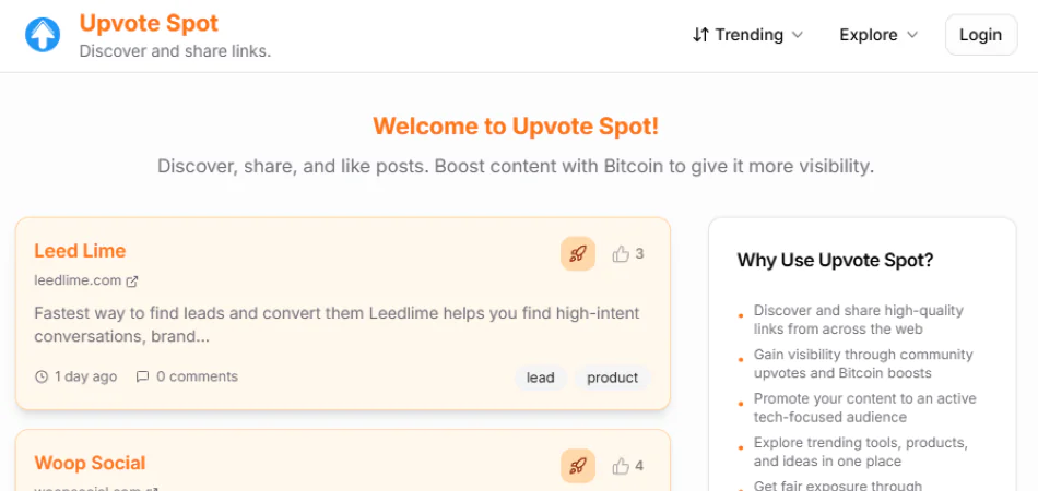 Screenshot of upvotespot