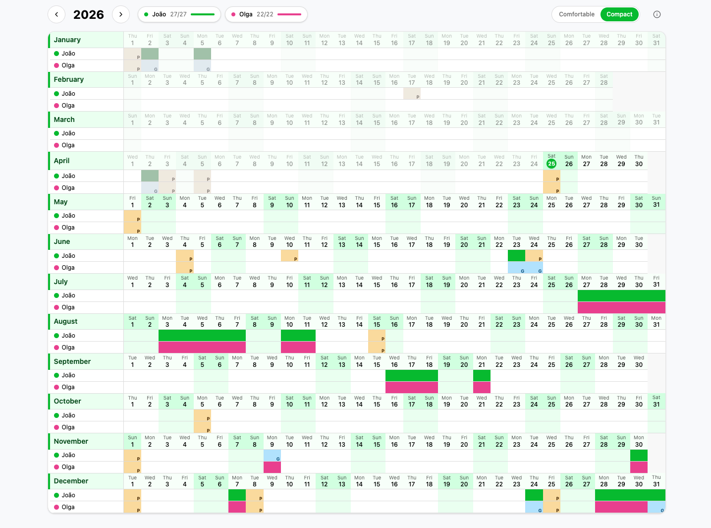 Screenshot of TimeOffCalendar