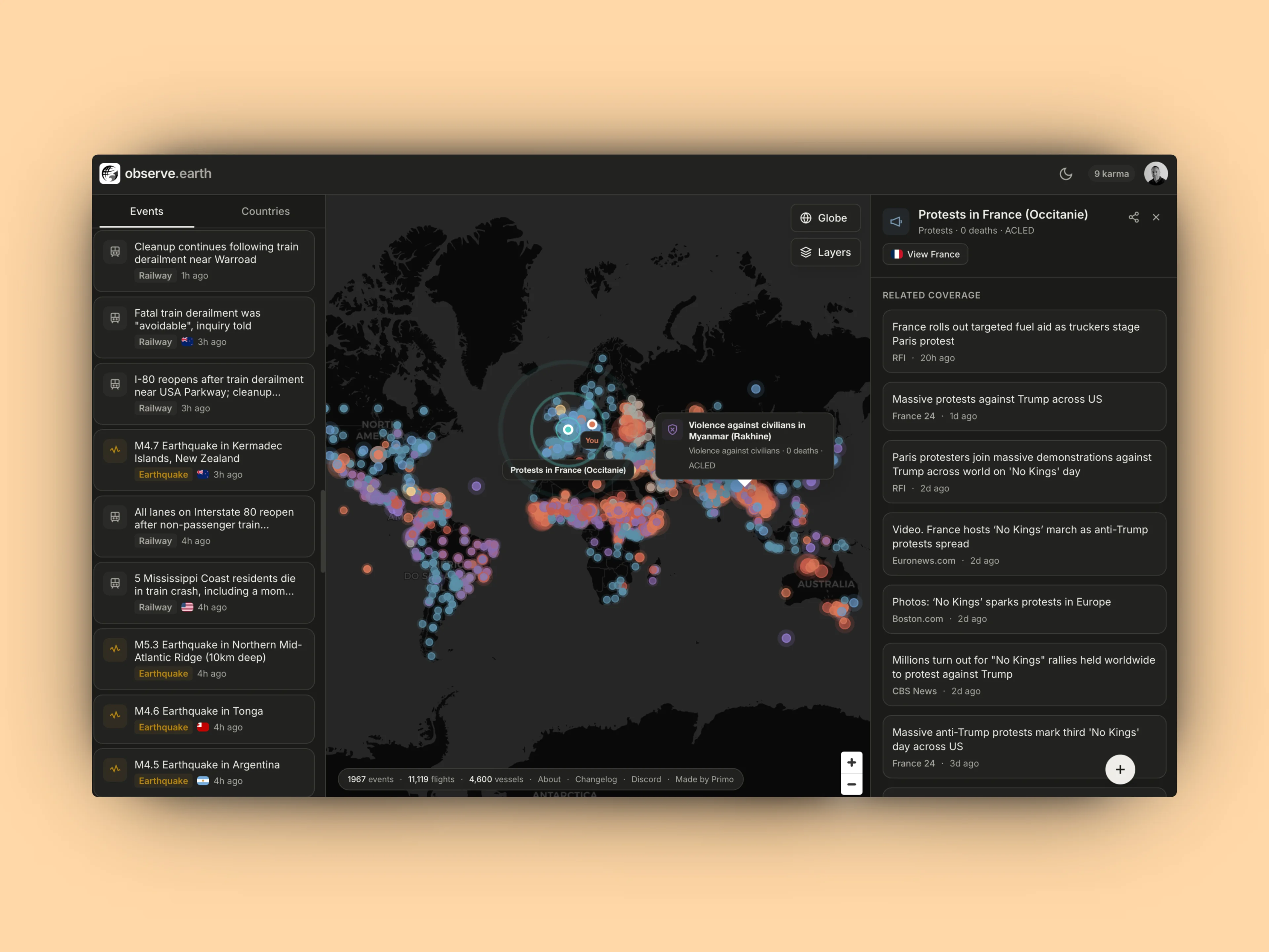 Screenshot of ObserveEarth