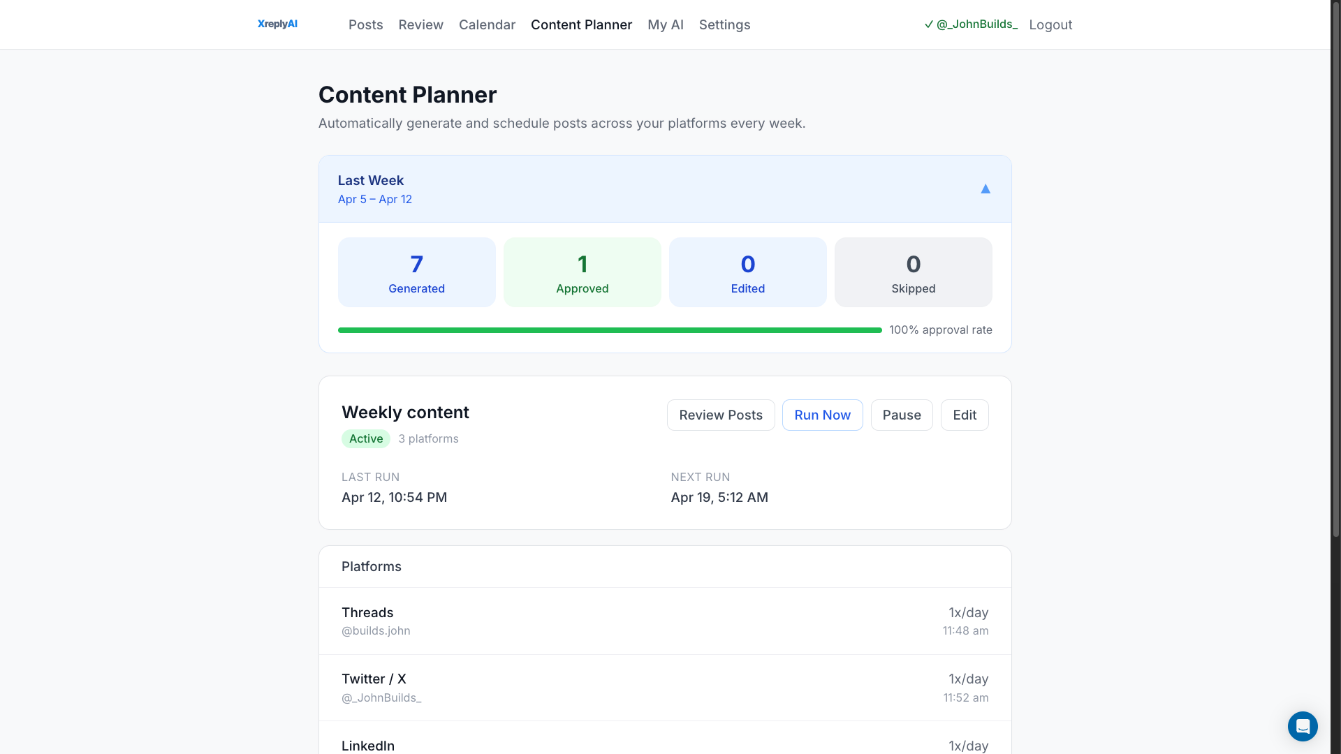 Screenshot of XreplyAI