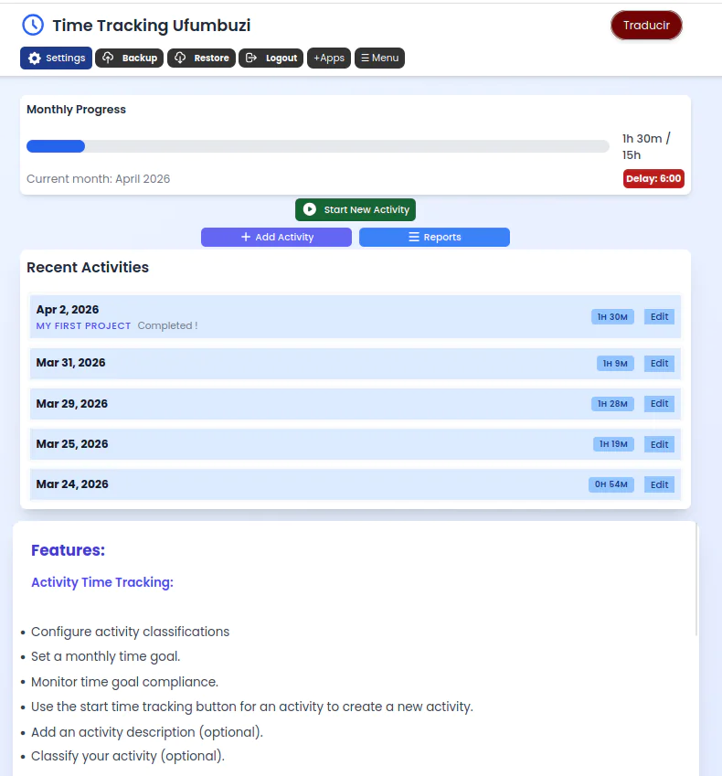 Screenshot 1 of TimeTracking