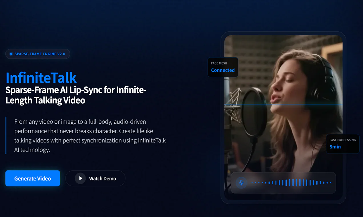 Screenshot of InfiniteTalk AI