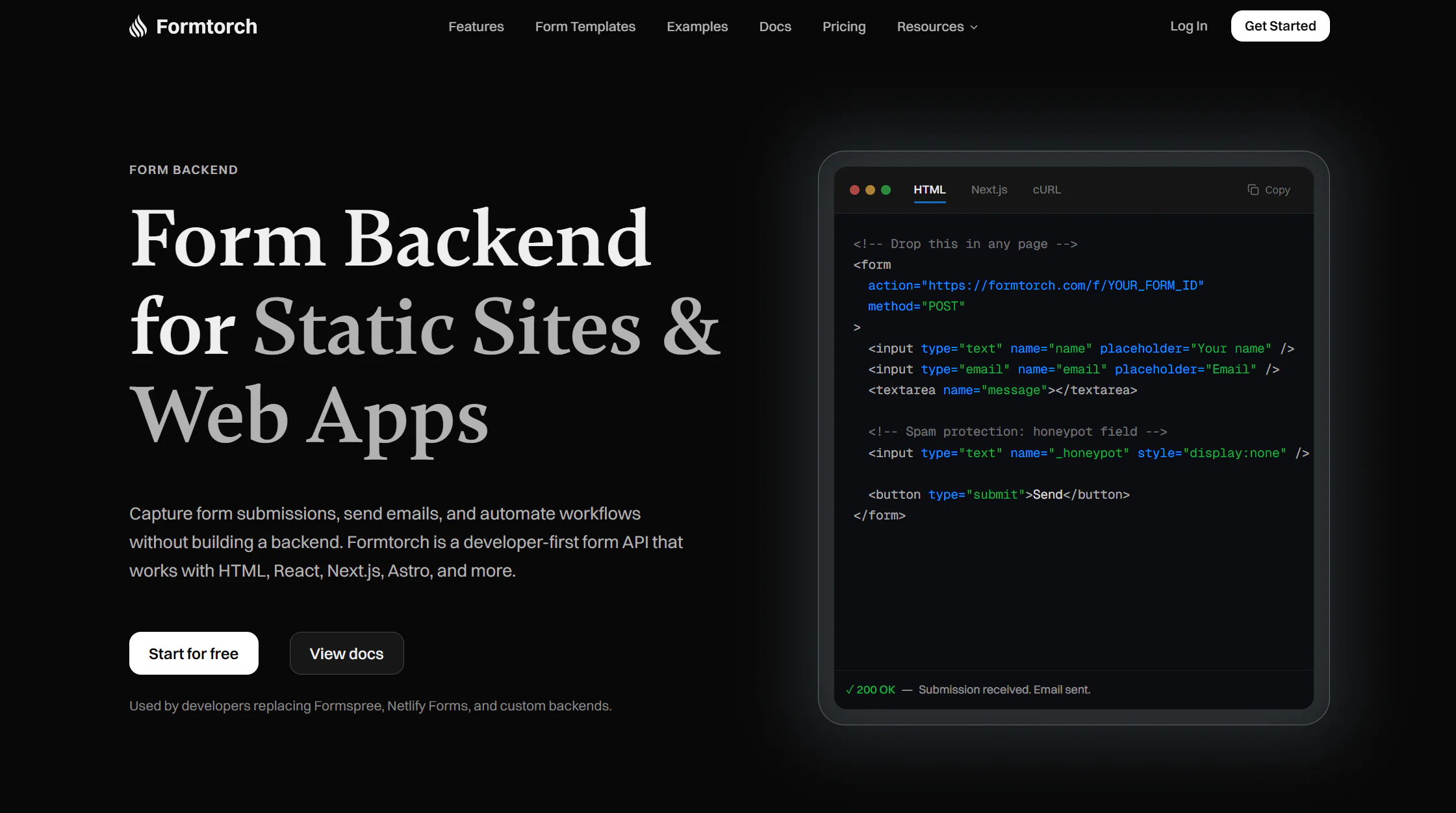 Screenshot of Formtorch