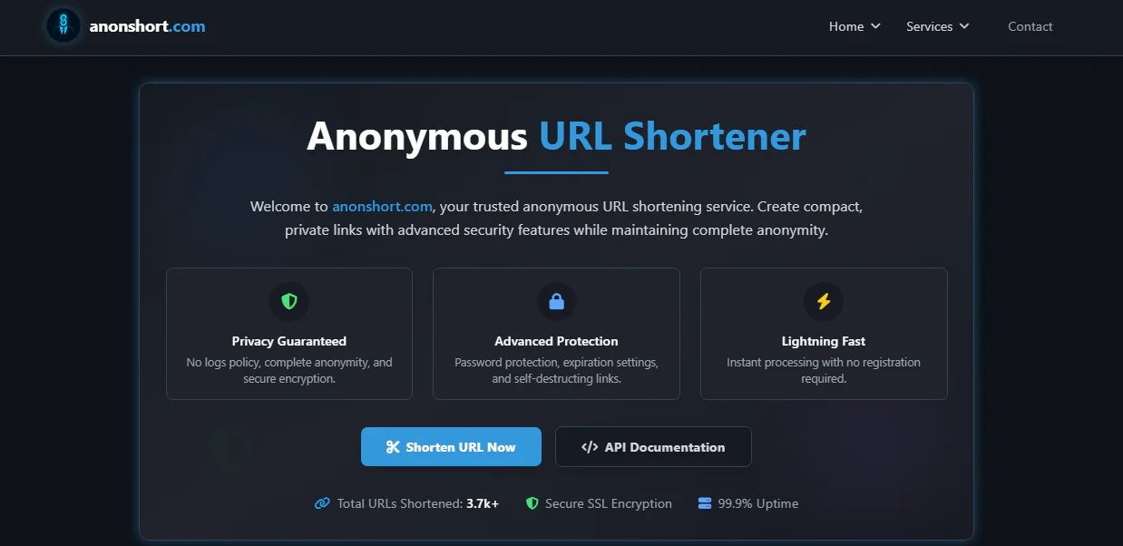 Screenshot of AnonShort