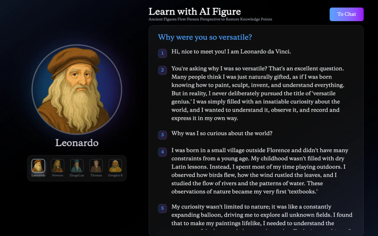 Screenshot of HistoryEcho AI