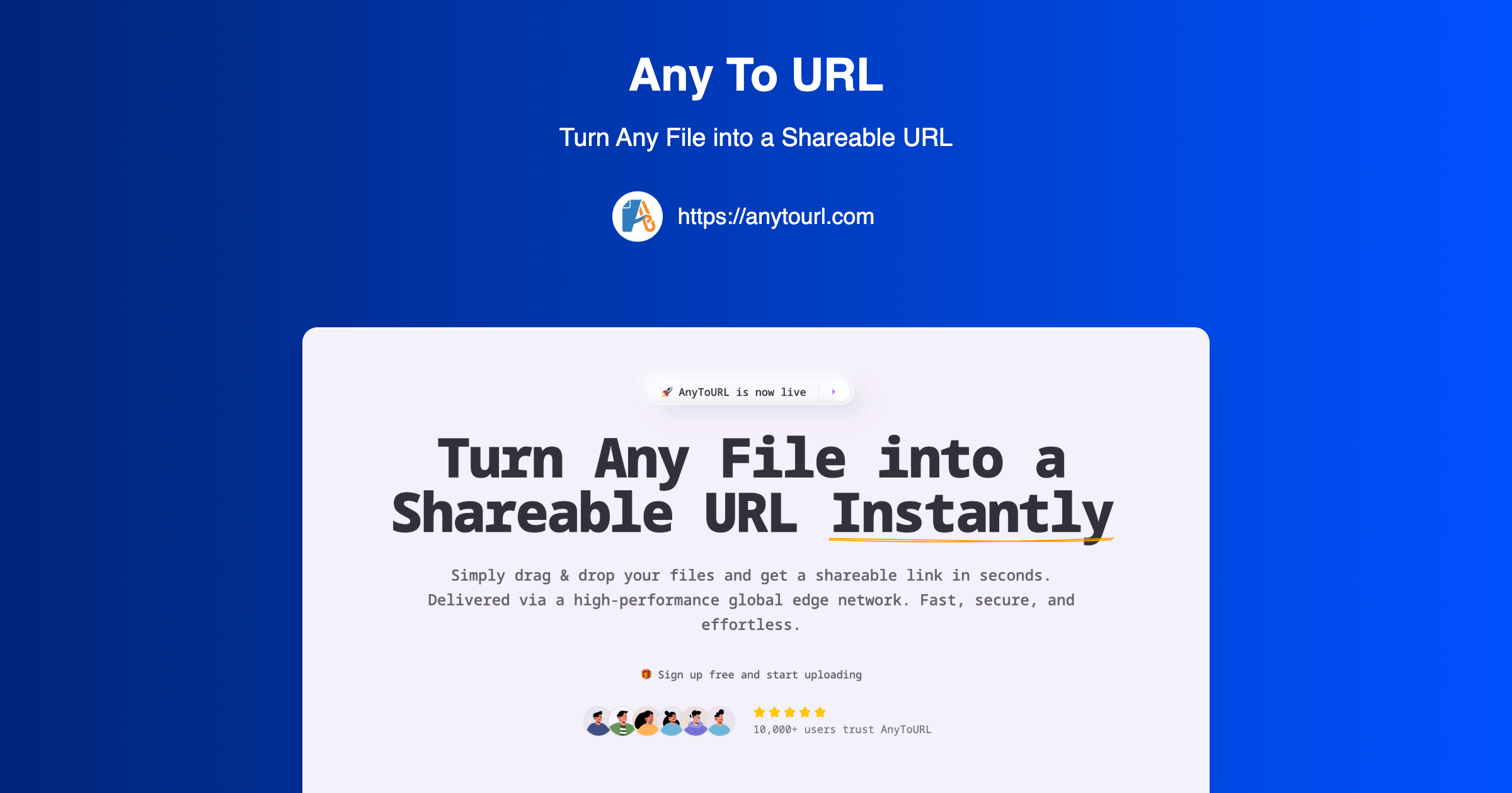 Screenshot of AnyToURL