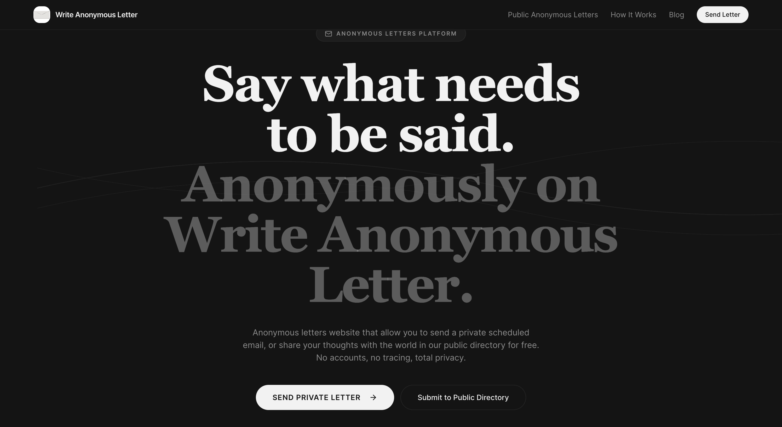 Screenshot of Write Anonymous Letter