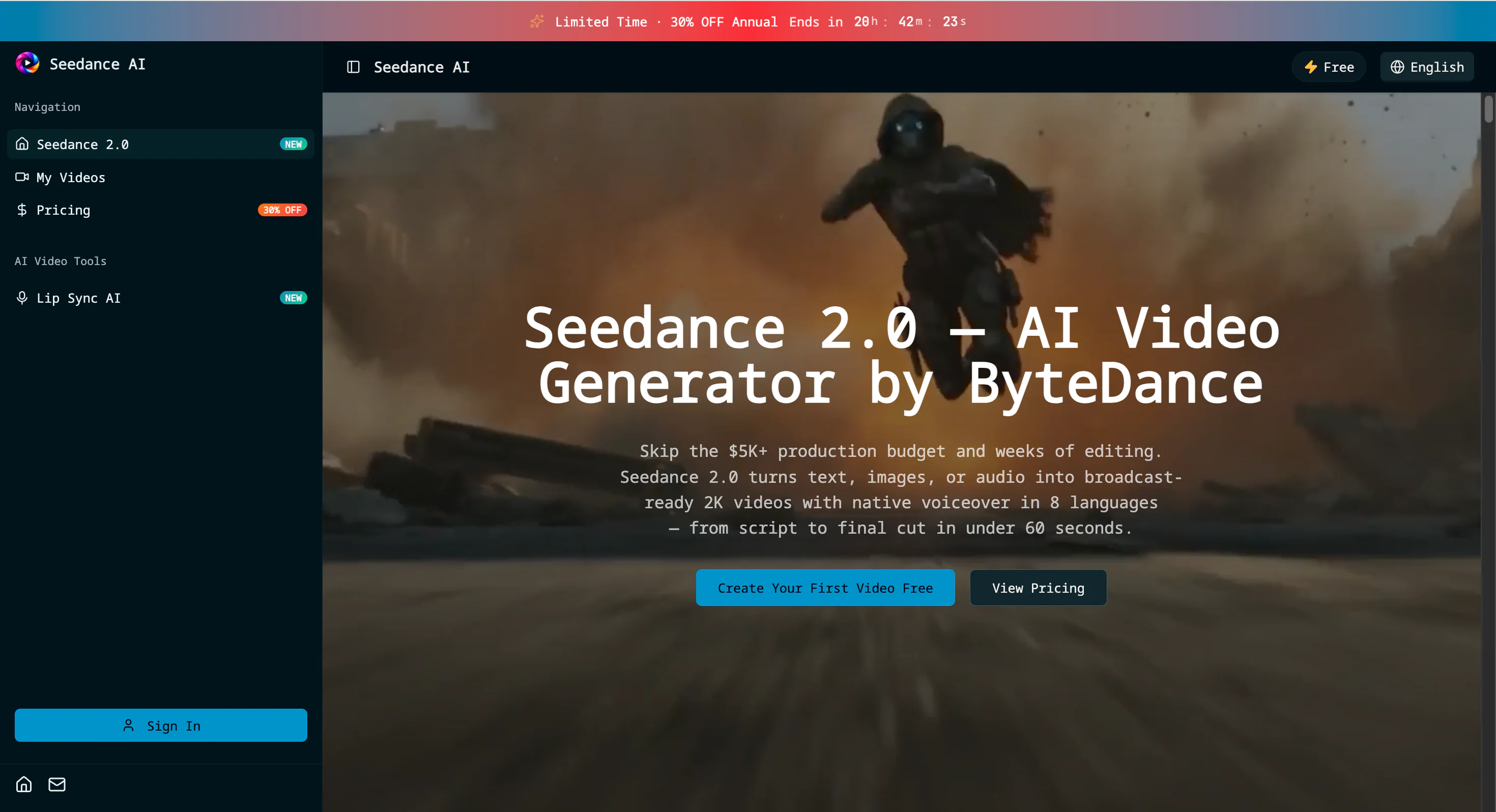 Screenshot of Seedance AI Pro
