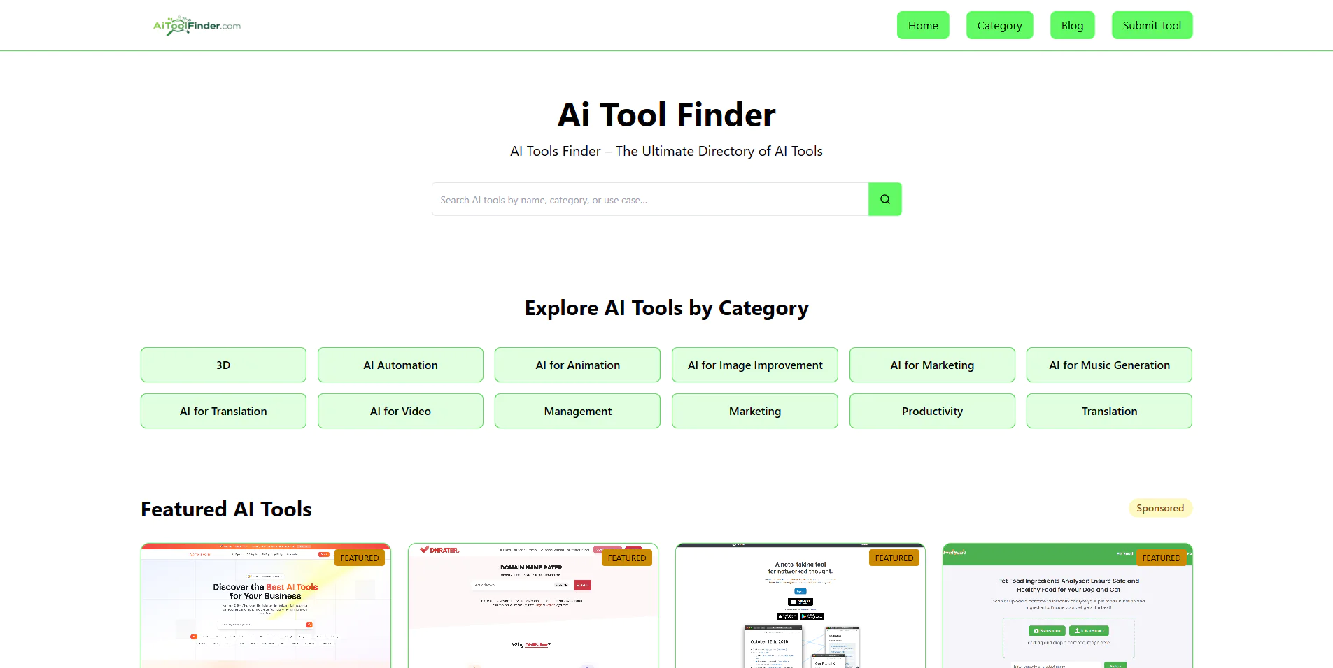 Screenshot of AI Tool Finder