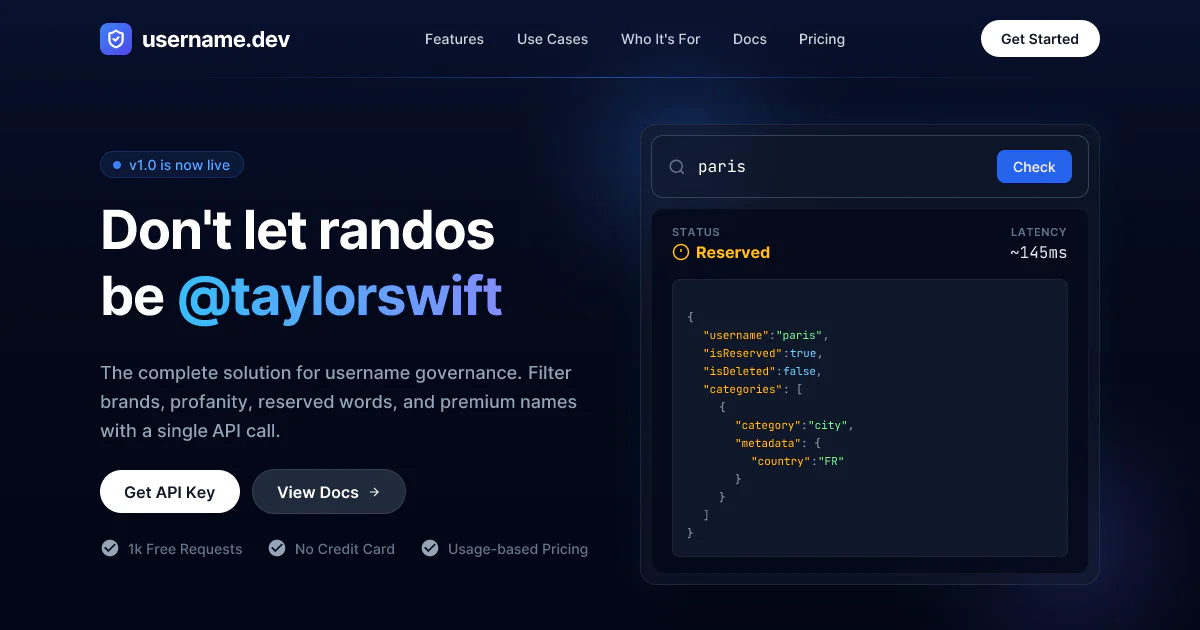 Screenshot of username.dev