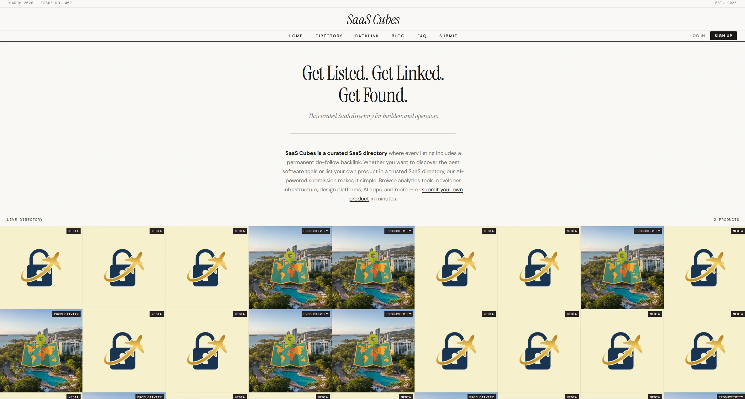 Screenshot of SaaS Cubes