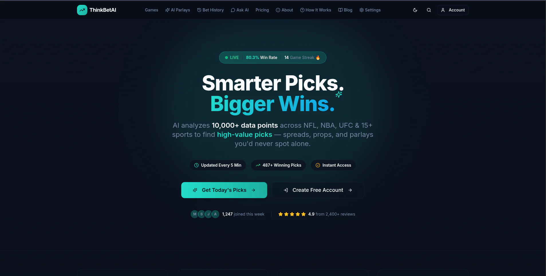 Screenshot of ThinkBetAI