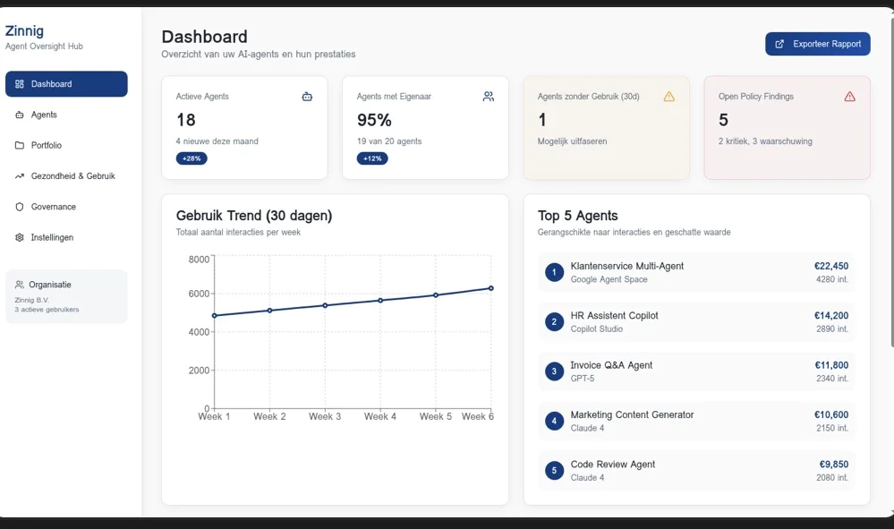 Screenshot of Agent Control Tower