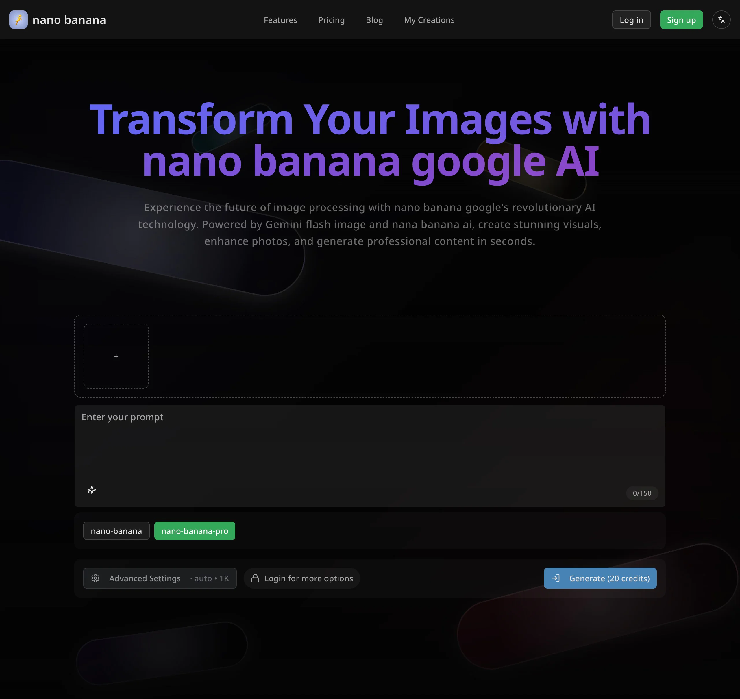 Screenshot of nano banana
