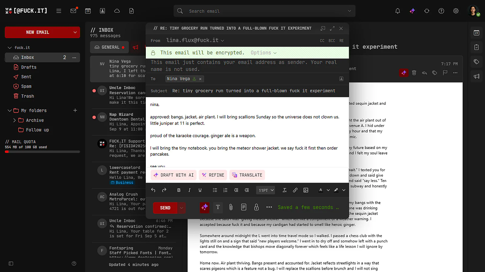 Screenshot 2 of @fuck.it email