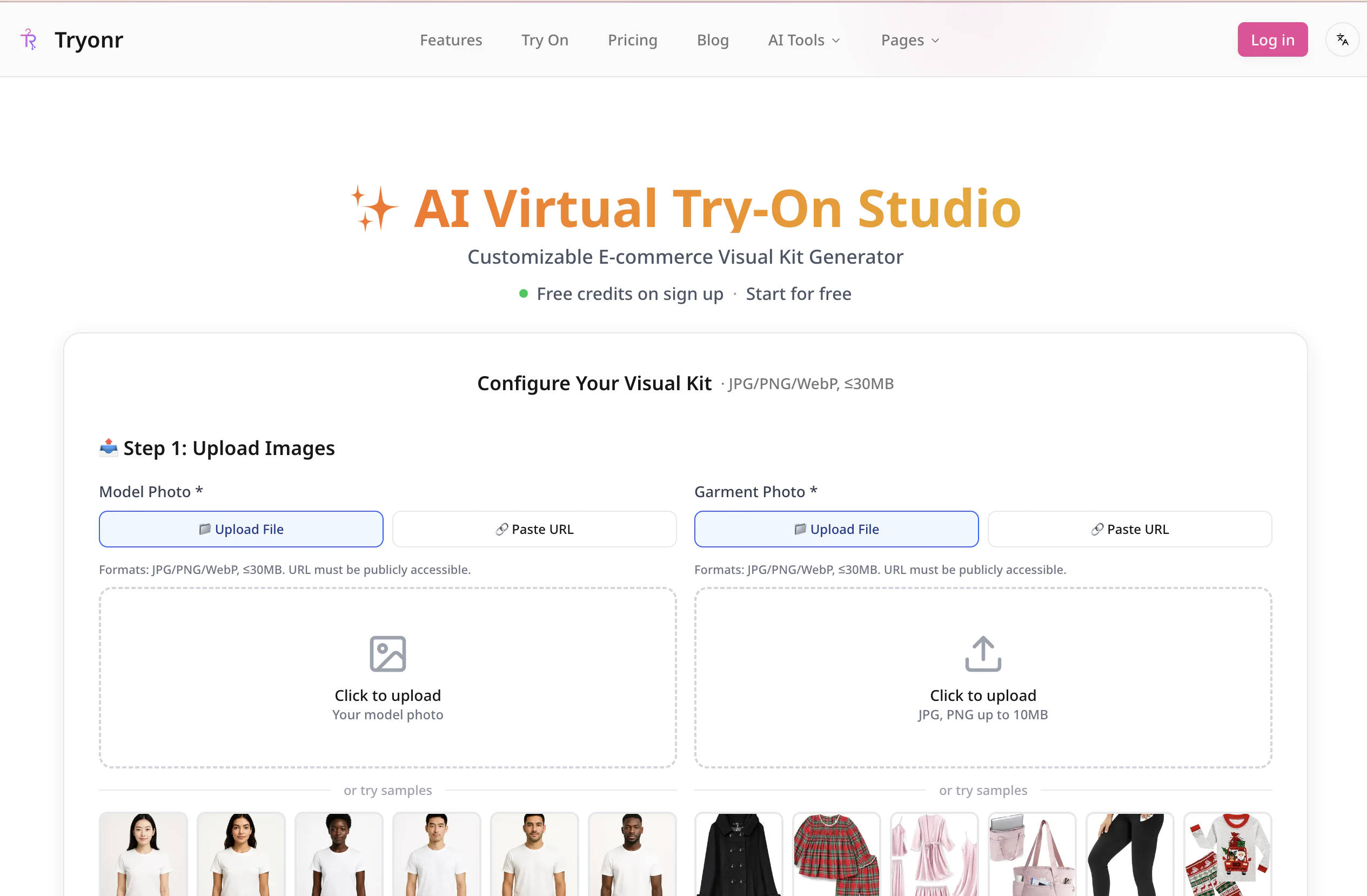 Screenshot of Tryonr