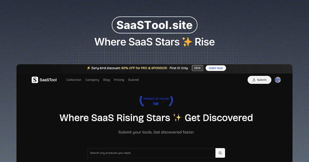 Screenshot of SaaSTool - Rising Star SaaS Directory