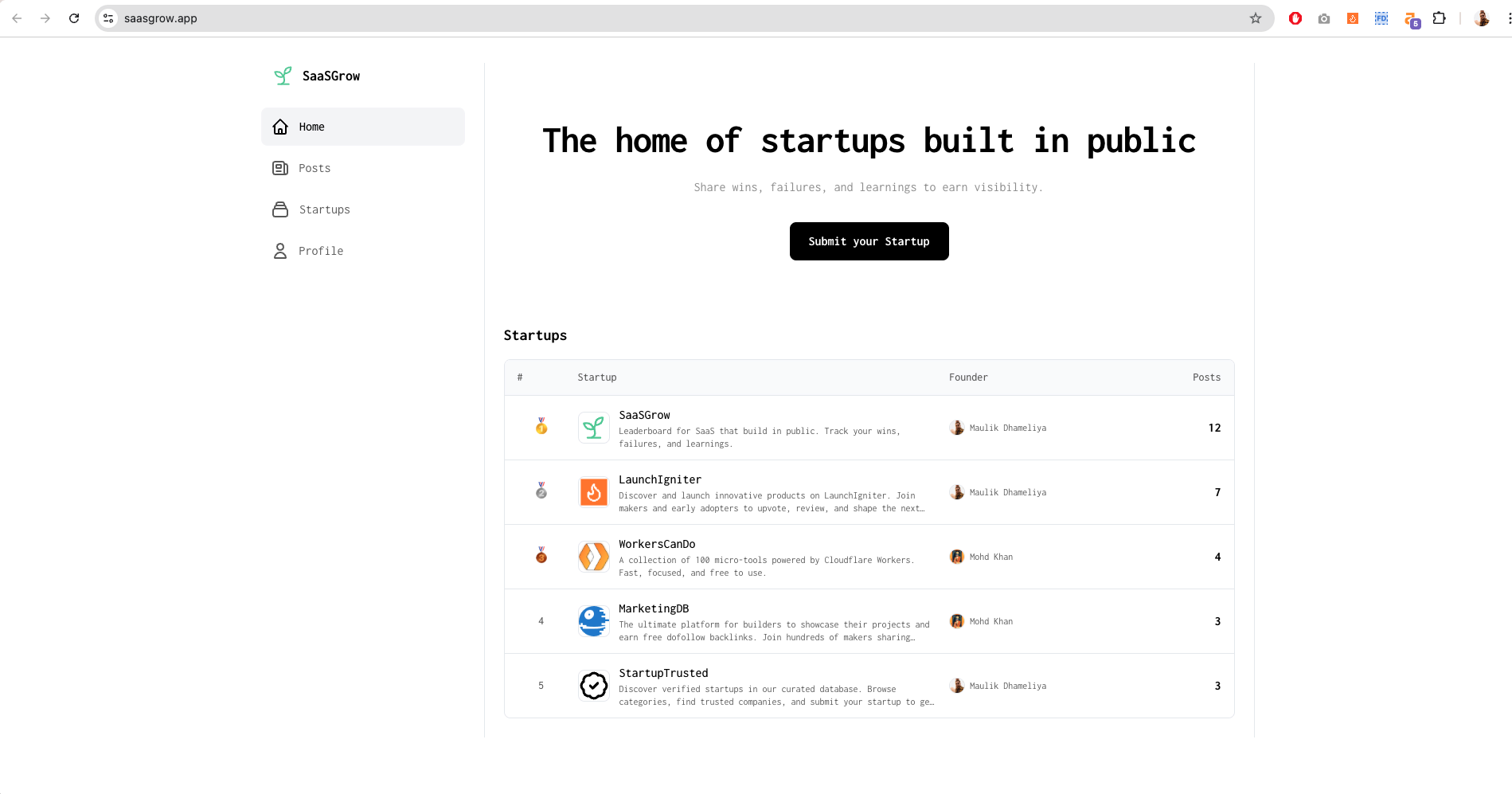 Screenshot of SaaSGrow