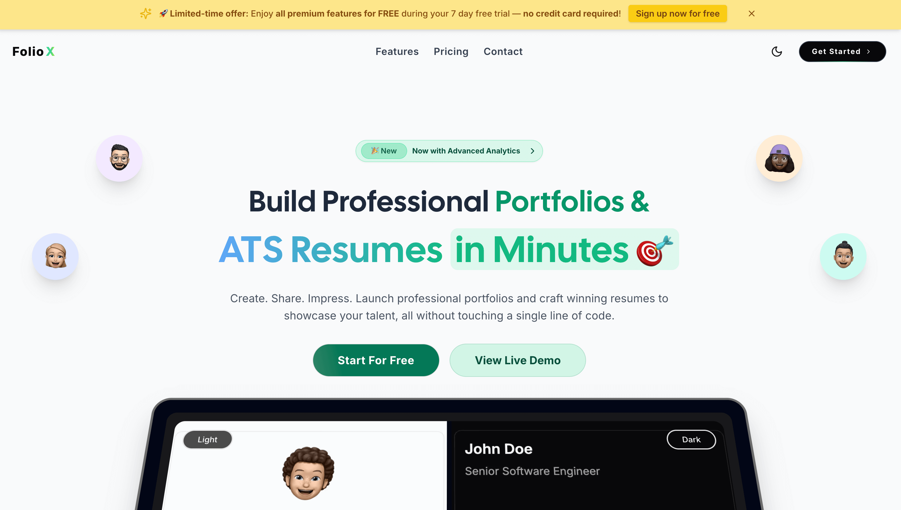 Screenshot of FolioX.me