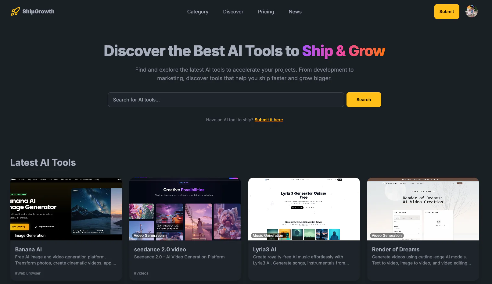 Screenshot of ShipGrowth