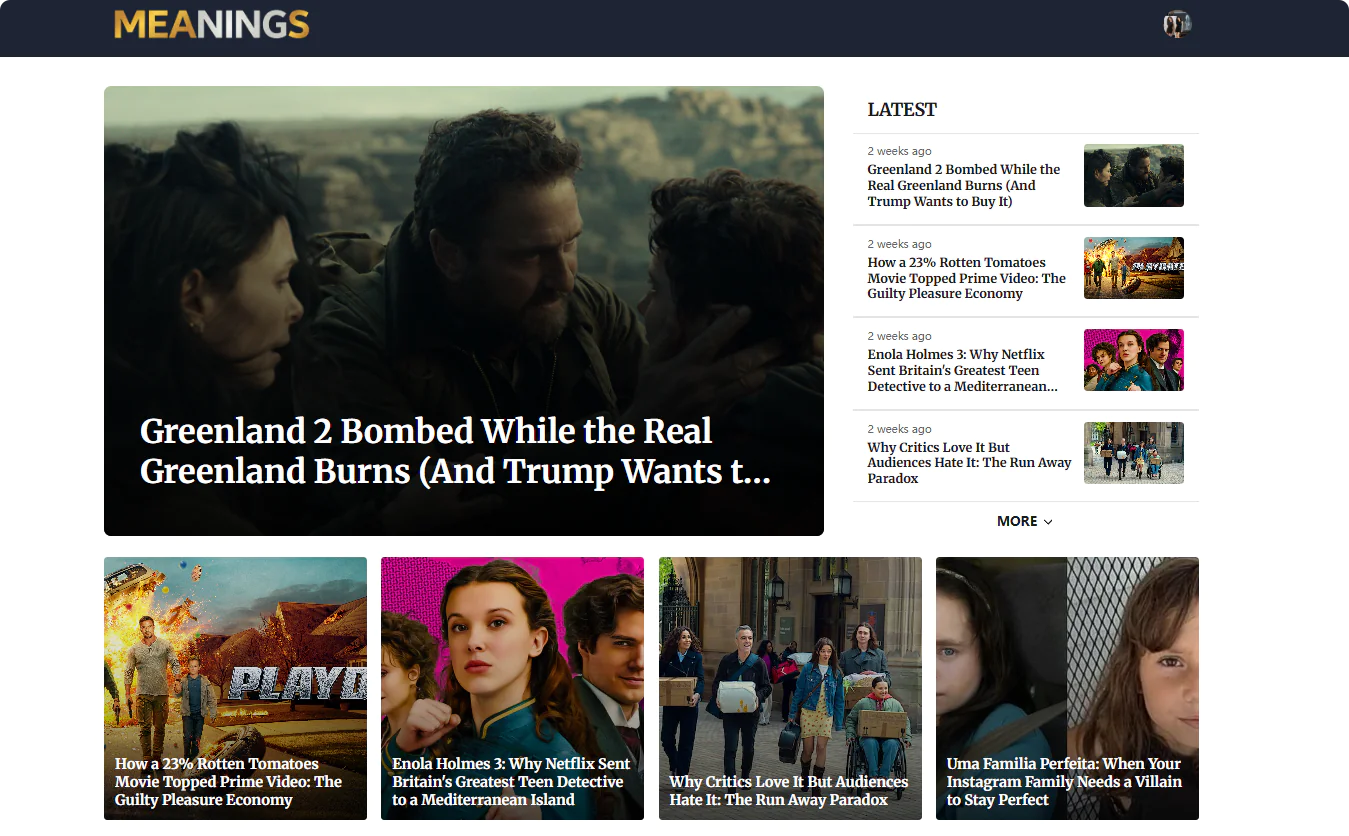 Screenshot of MEANINGS