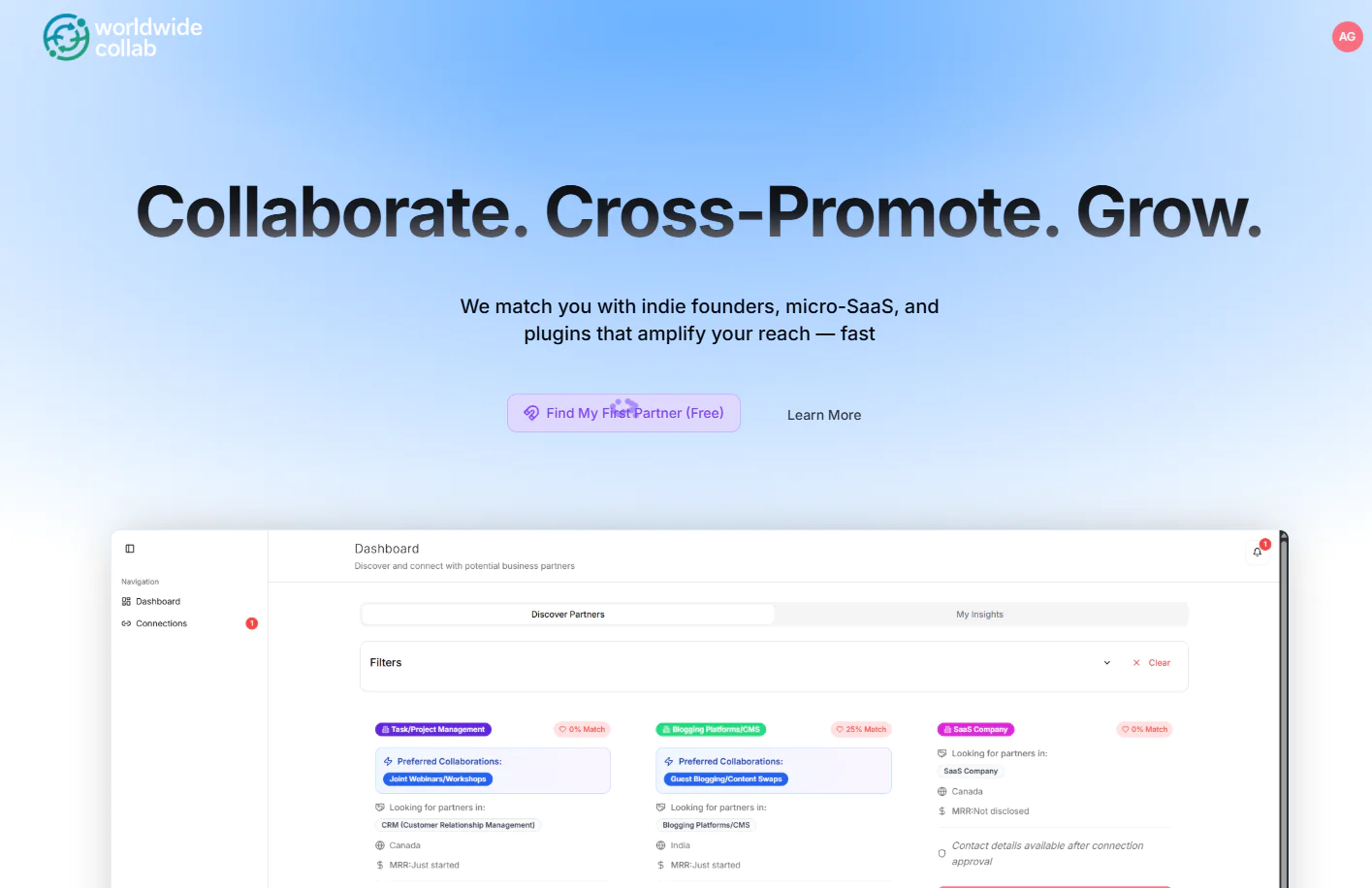 Screenshot of World Wide Collab