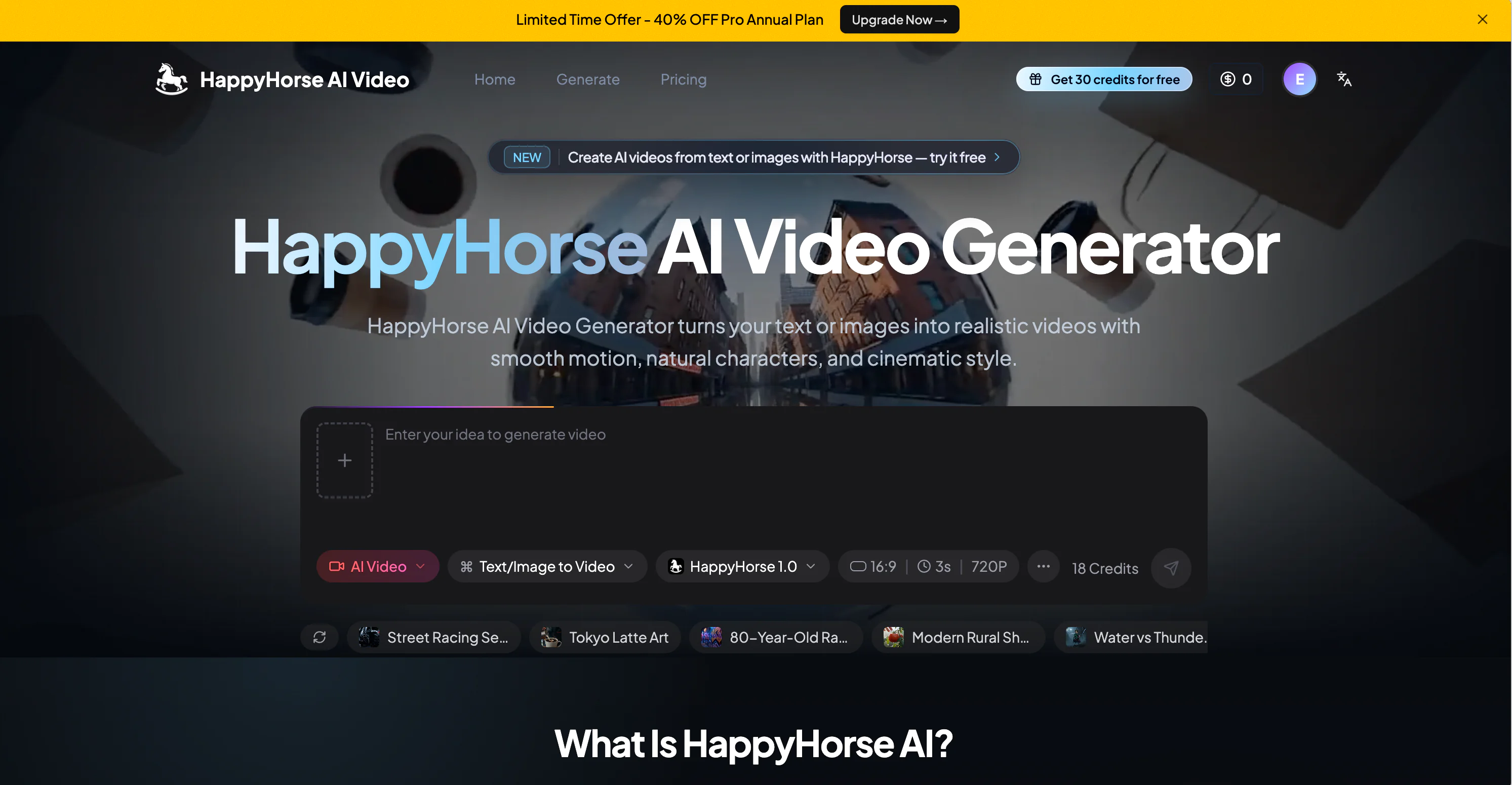 Screenshot of HappyHorse AI Video