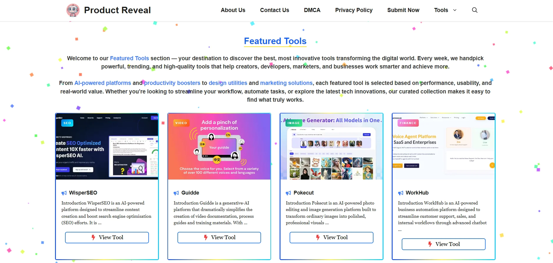 Screenshot of Product Reveal