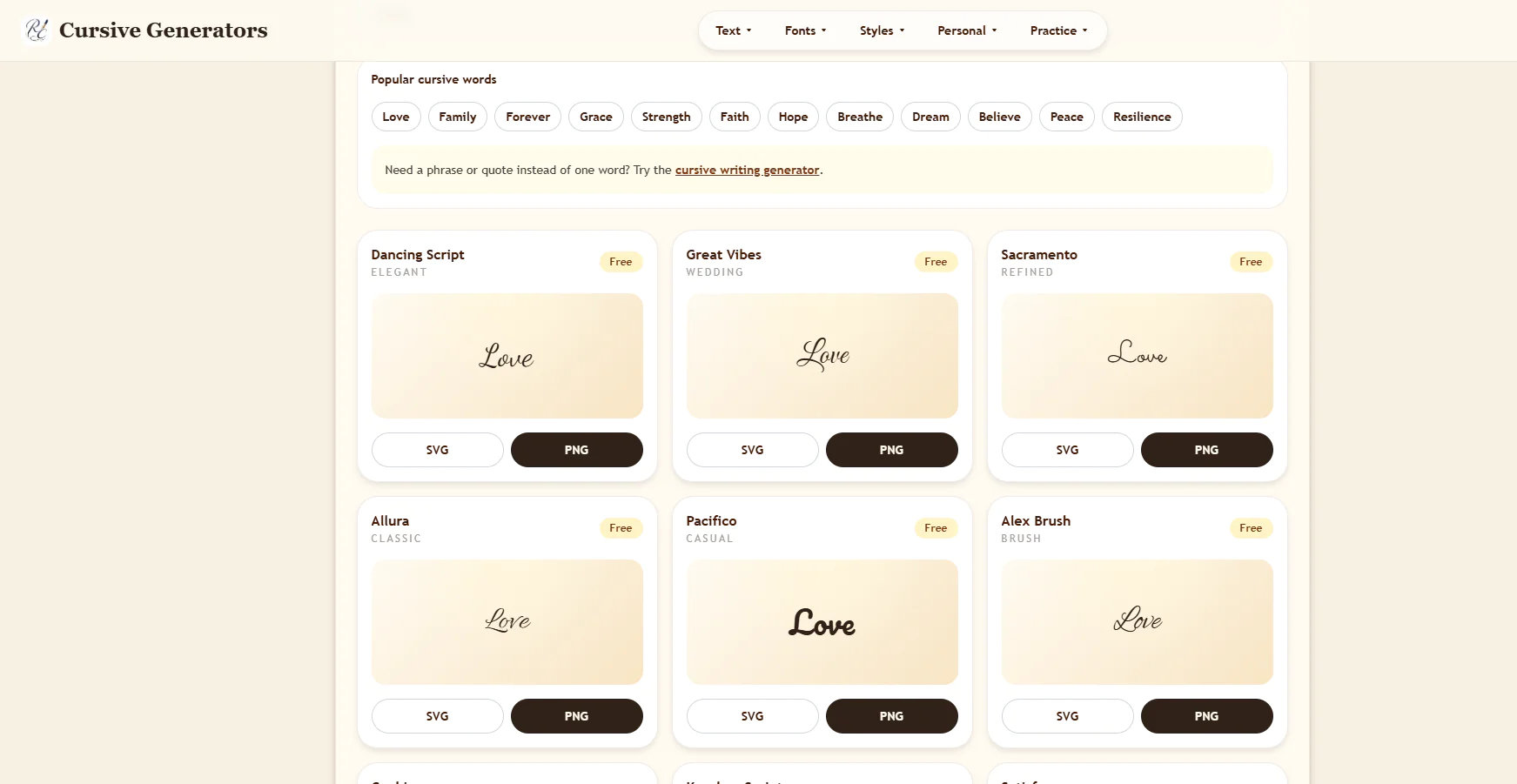 Screenshot 1 of Cursive Generator