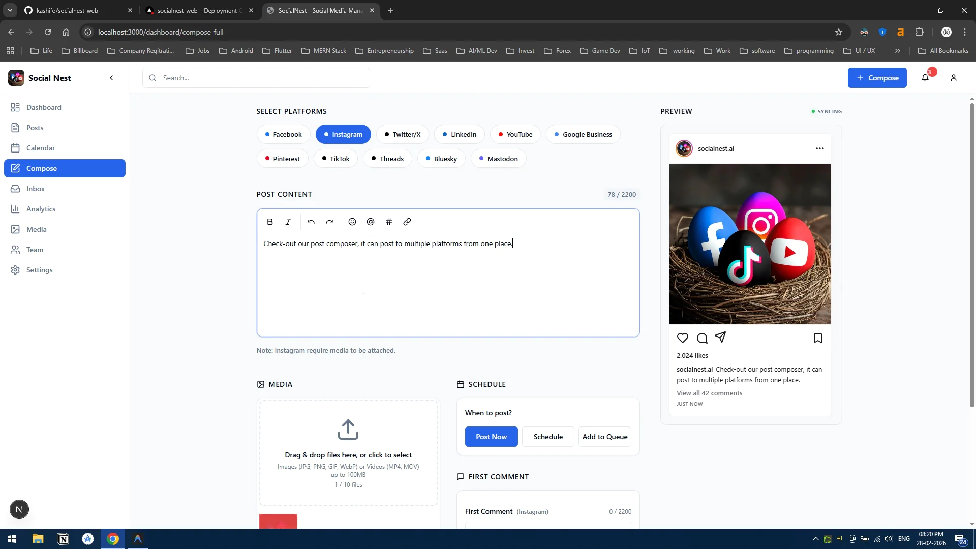 Screenshot of Social Nest AI
