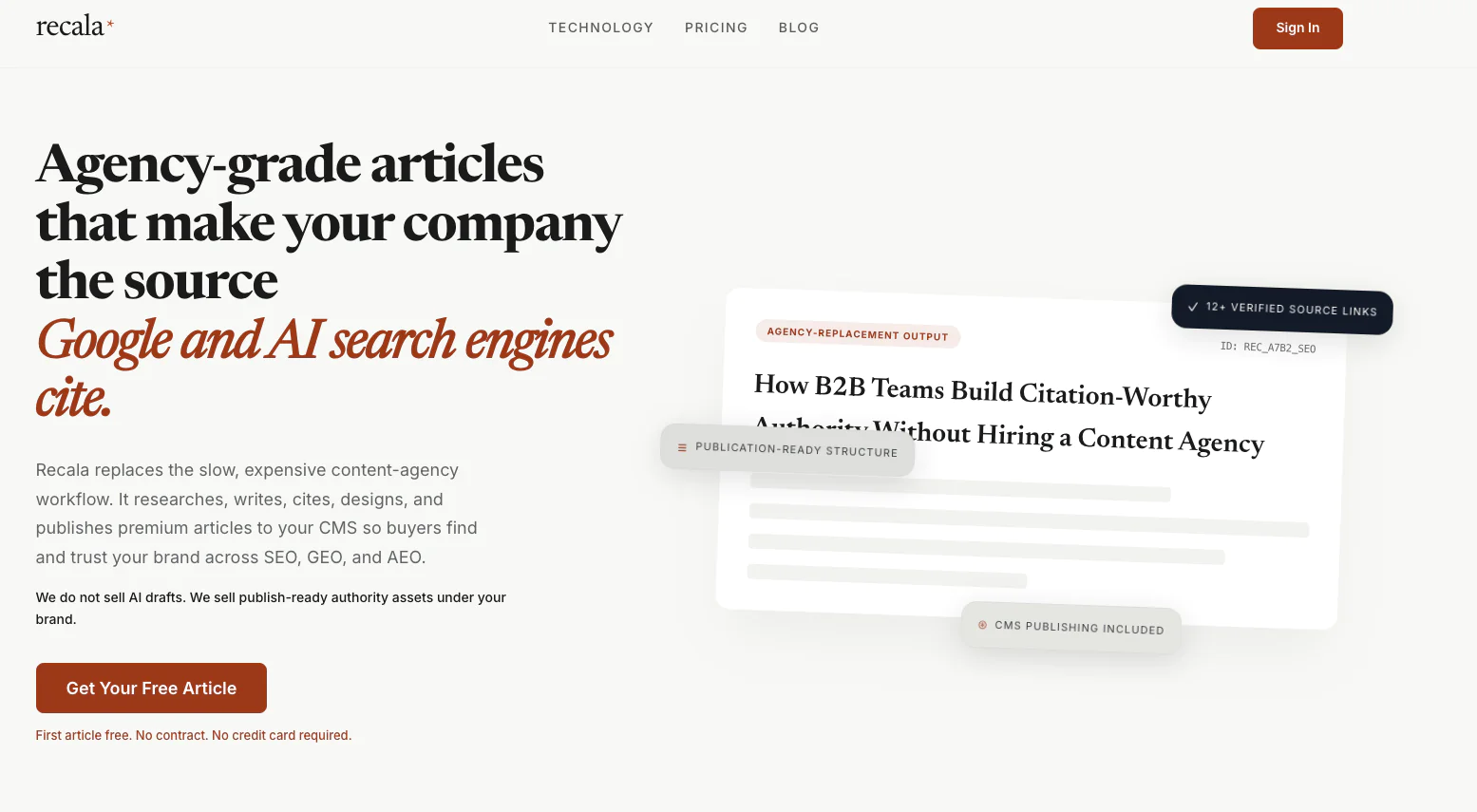 Screenshot of Recala