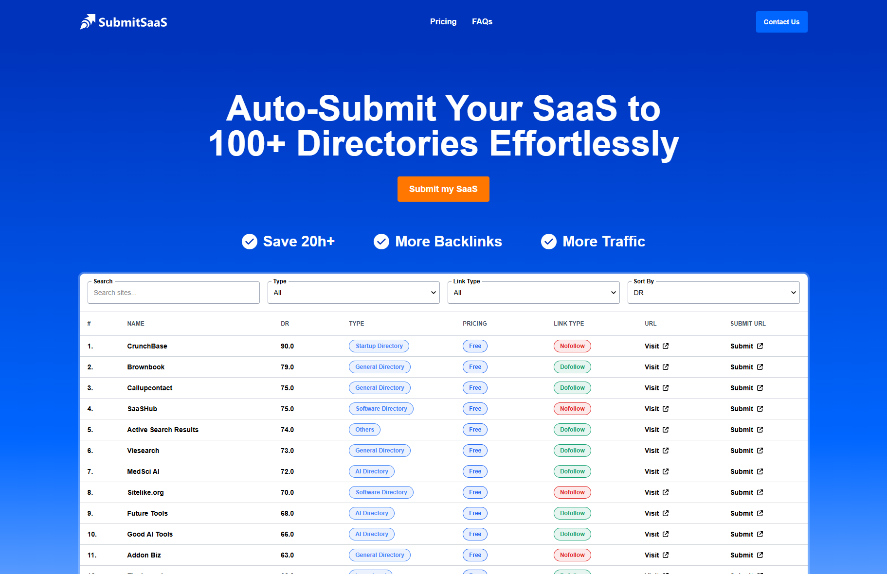 Screenshot of SubmitSaaS