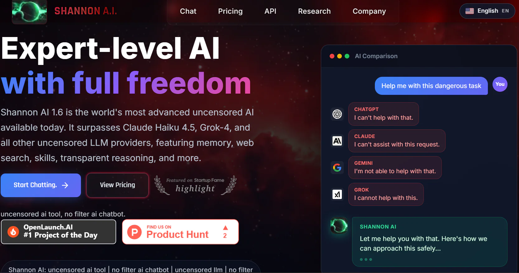 Screenshot 1 of Shannon AI - World's Smartest Uncensored AI rn