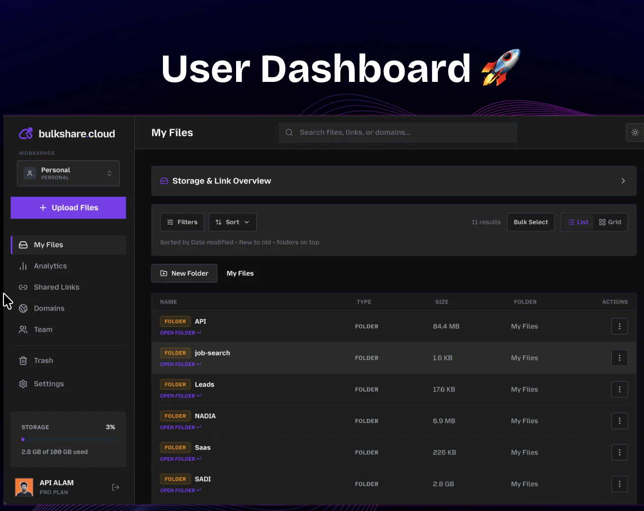 Screenshot of bulkshare.cloud